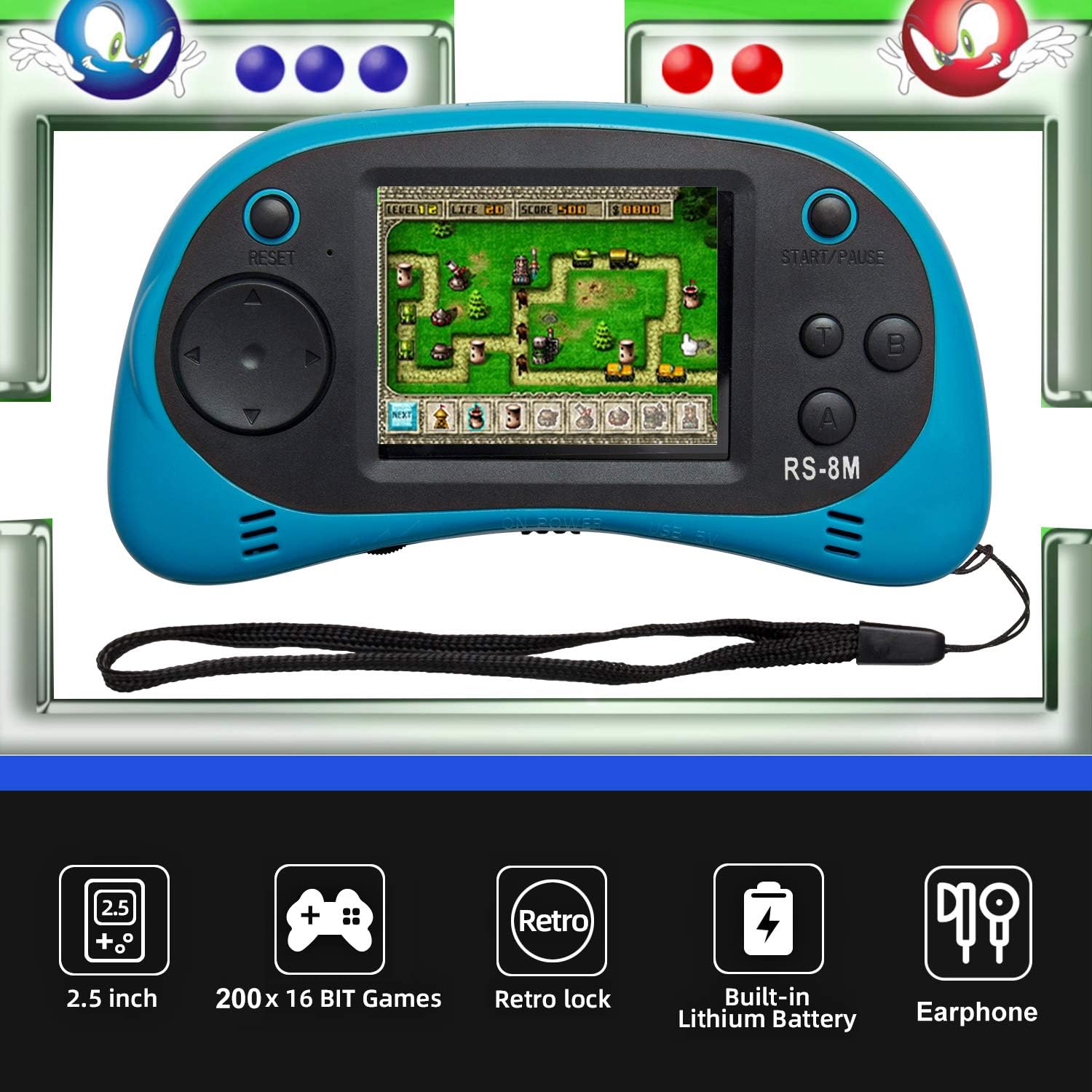Kids Handheld Game Portable Video Game Player with 200 Games 16 Bit 2.5 Inch Screen Mini Retro Electronic Game Machine - Cykapu