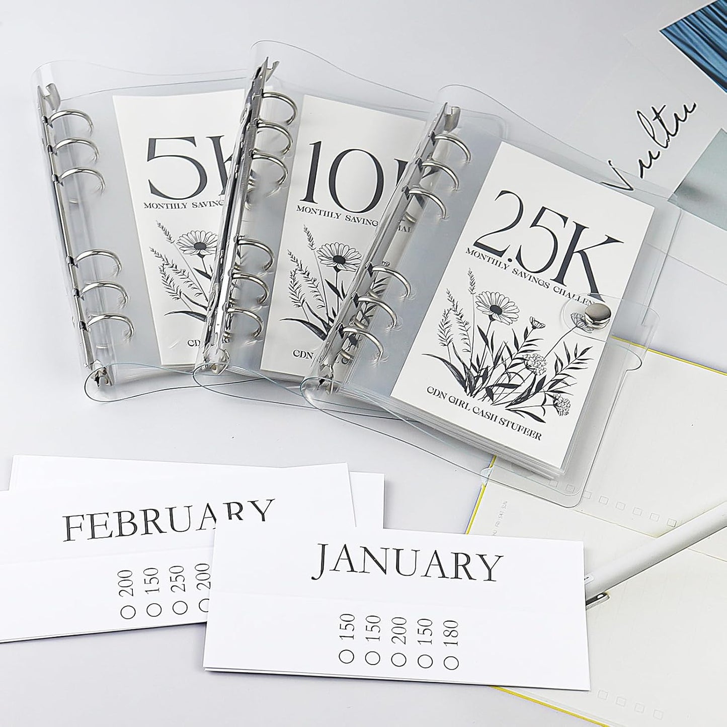 12-Month Money Savings Challenges Book with Envelopes, 3 Pcs Money Saving Binder, Money Binder