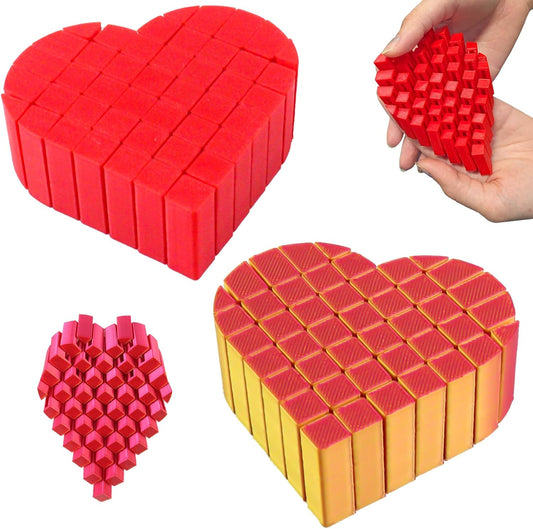 3D Printed Heart Fidget Worm, 2Pcs Heart Fidget Toy, Make a Sound Office Desk Ornaments, Sensory Toys