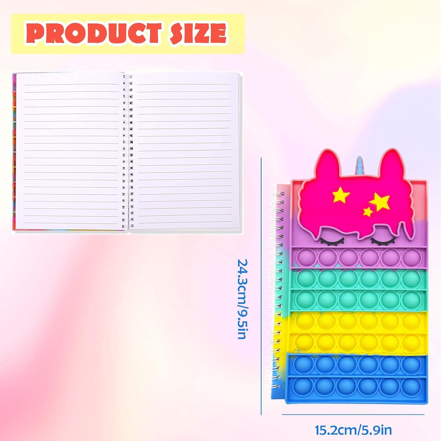 Rainbow Bubble Notebook Fidget Toy, School Home Office Stress Relief Sensory Fidget Toy Cykapu