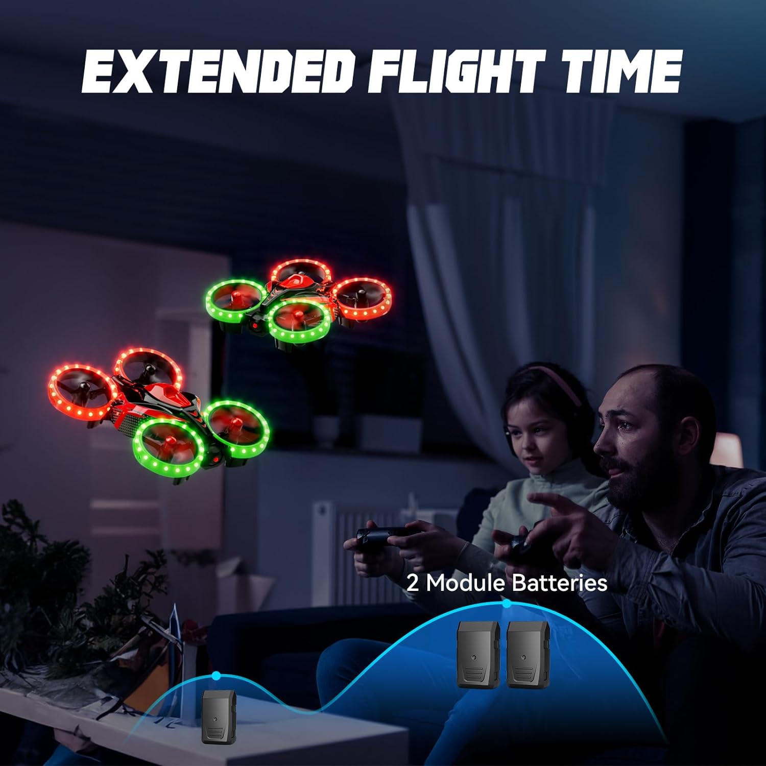 Drones for Kids, Mini Drone with 12 Lights Modes, 3D Flip, Circle Fly, 3 Speed Mode, Altitude Hold, 2 Rechargeable Batteries - Cykapu