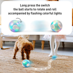 Smart Interactive Dog Ball Toys, Automatic Moving Rotating Dog Ball, Funny Chaser Peppy Pet Wicked Ball for Small Medium Dogs, Indoor & Outdoor Interactive Active Rolling Ball Dog Toy-USB Rechargeable - Cykapu