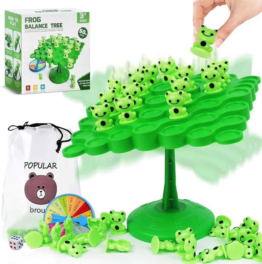 Balance Games for Kids, Frog Swing Stack Balance Game, Two-Player Frog Balance Tree Parent-Child Interactive Family Tabletop Puzzle Game Montessori Toys - Cykapu