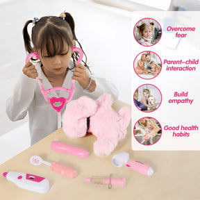 Toy Doctor Kit for Girls, Vet Play Set, Medical Kits Dress Up Pretend Play with Dog Toy - Cykapu