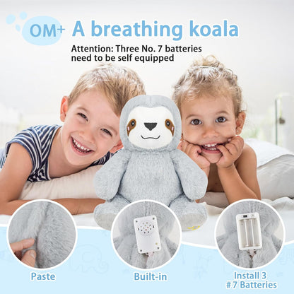 Breathing Stuffed Animal, Breathing Sloth, Four Gear Adjustment, Volume Control, Rhythmic Breathing Motion