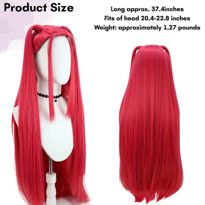 Long Hot Pink Wigs for Girls Cartoon Movie Straight Wig, Halloween Costume Cosplay Wigs with Bangs, Dance Halloween Cosplay Accessories Props Wig for Women