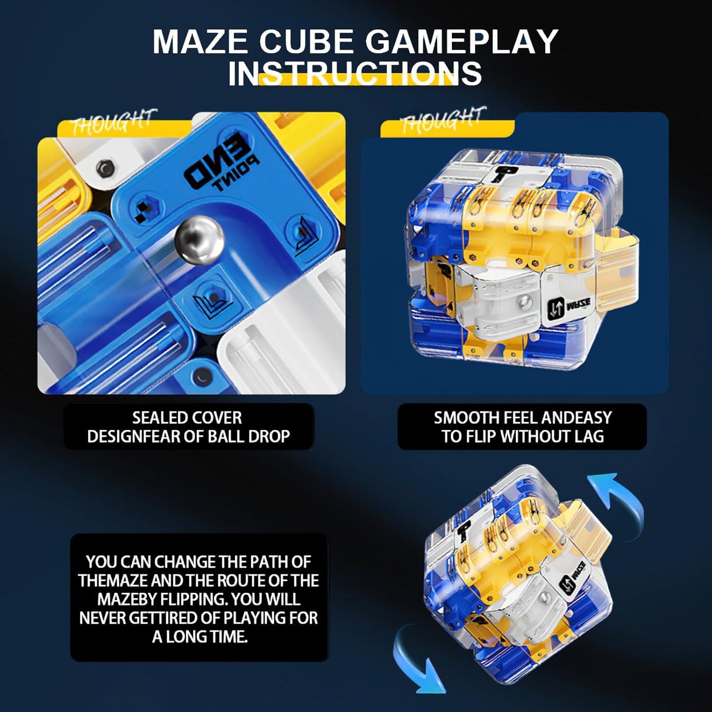 3D Cube Puzzles for Kids - Brain Teaser Puzzles Boys Toys Age 8-10 Educational Learning Toys for Logical Thinking, Puzzle Maze Cube for Grandkids Stocking Stuffers for Kids (Blue)