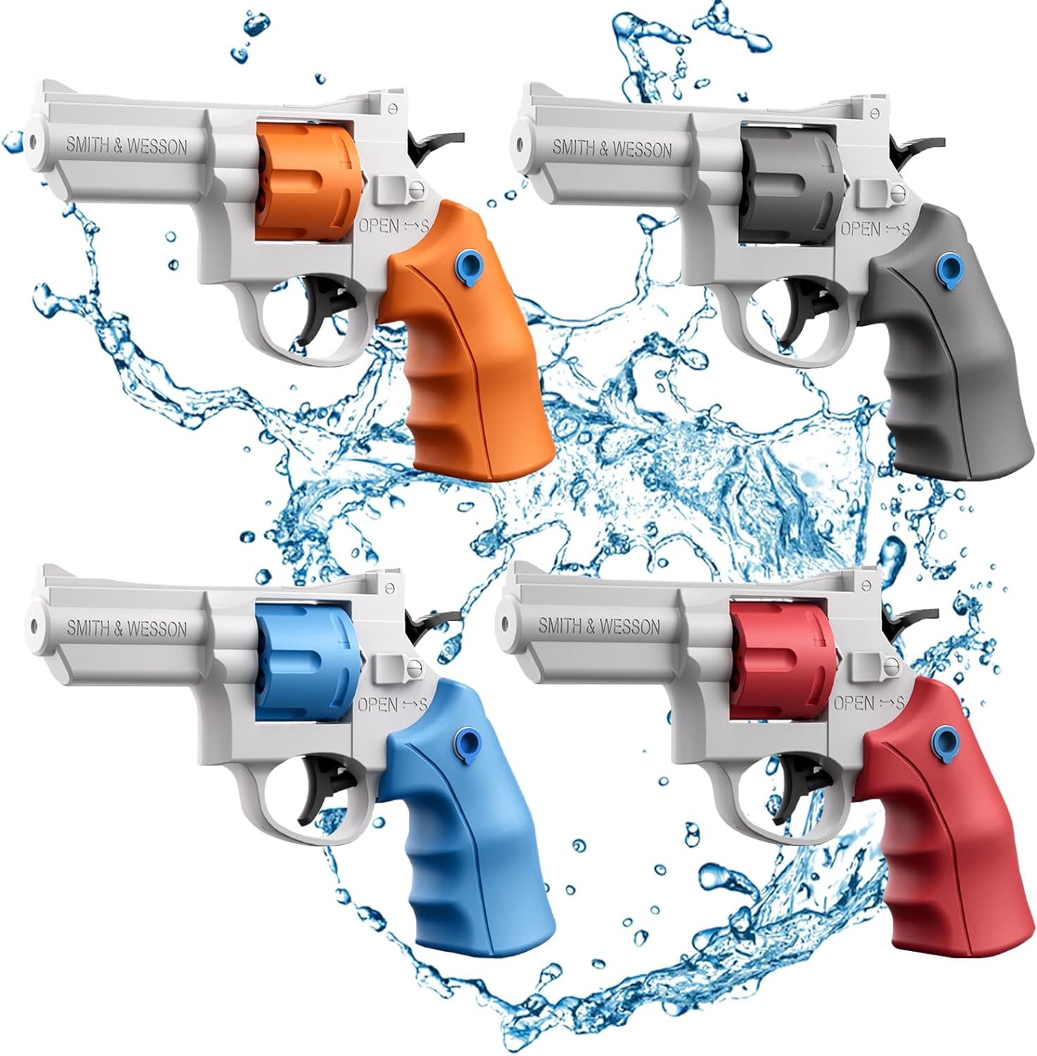 4 Pcs Water Gun,200CC Capacity Left wheel Toys,Long Range Squirts up to 16-25ft Outdoors Summer Pool Toys