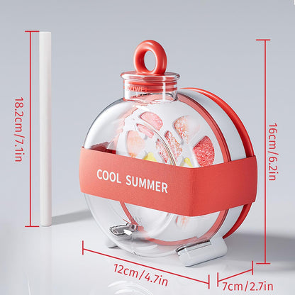Ice Cube Bottle, 2 in 1 Zero Touch Press Ice Cube Mold Water Bottle with Straw, Ice Bottle Cup