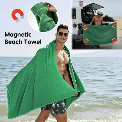 Outdoor Magnetic Beach Towel, 27x66 Inches Bath Towel, Quick Dry Beach Towels for Swimming Camping Beach