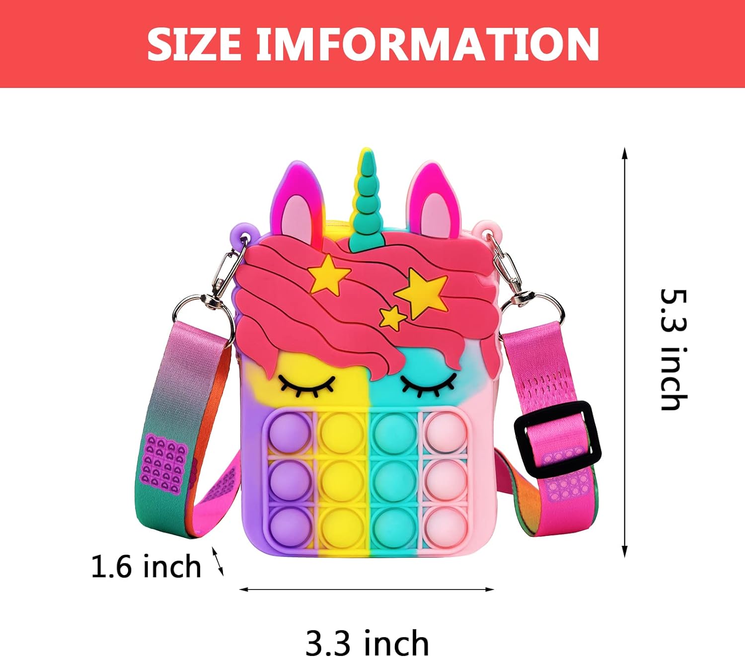 Small Pop Purse, Unicorn Pop Purse for Girl and Women Pop Bag with Unicorn Pop Toy