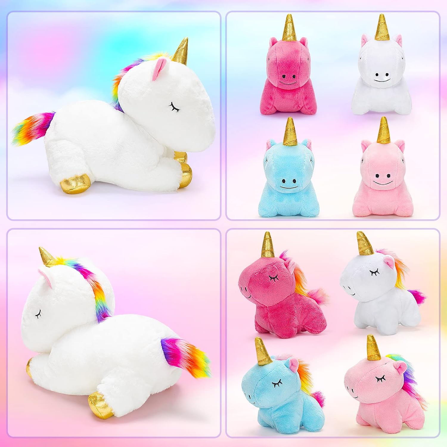 Unicorn Toys for Girls Ages 3 4 5 6 7 8+ Year - Unicorn Mommy Stuffed Animal with 4 Baby Unicorns in Her Tummy - Cykapu