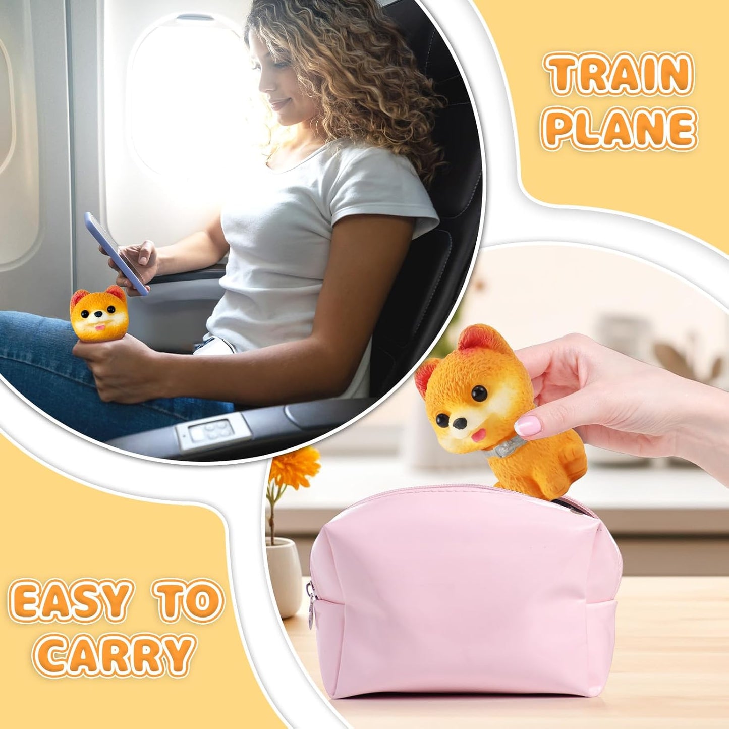 Pomeranian Stress Balls Fidget Toys for Kids Adults, Cute Squishies Dog Sensory Toys for Kids with Autism