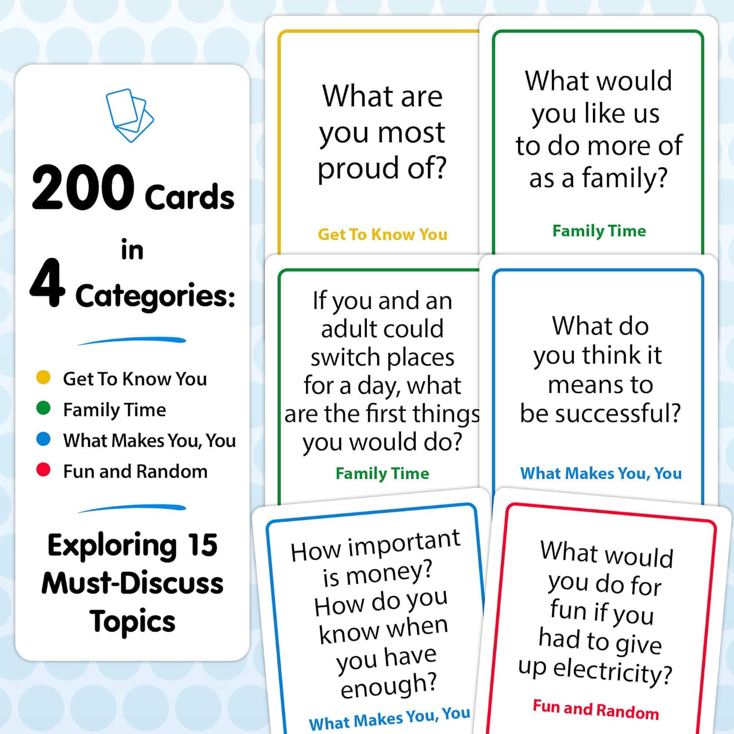 200 Family Conversation Cards - Questions to Get Everyone Talking & Building Relationships Cykapu