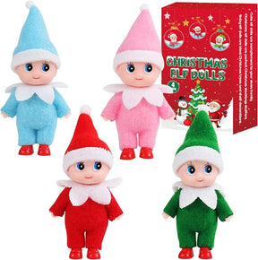 4Pcs Elf Dolls Christmas Baby Dolls Elf in Colorful Jumping Suit - Cykapu