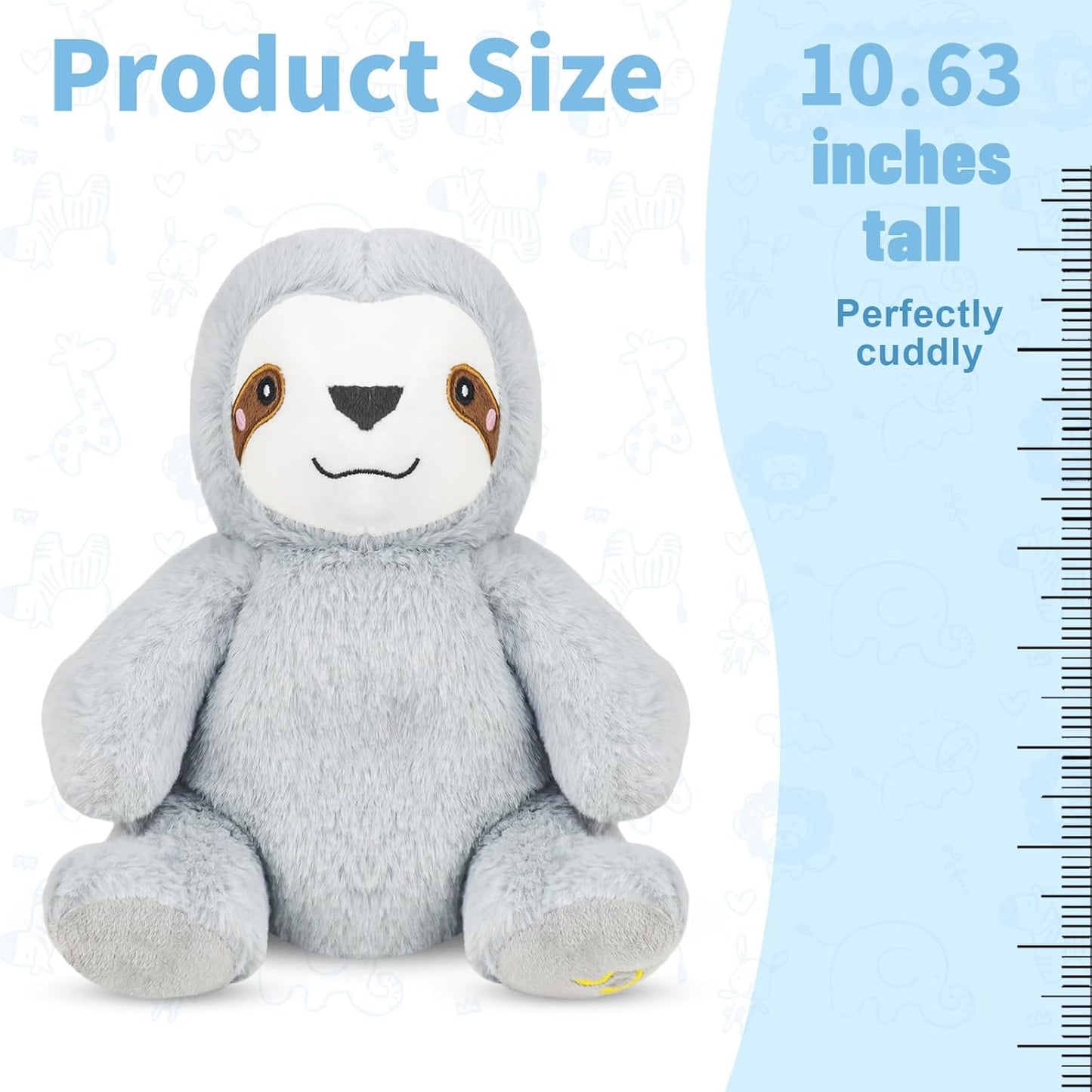 Breathing Stuffed Animal, Breathing Sloth, Four Gear Adjustment, Volume Control, Rhythmic Breathing Motion