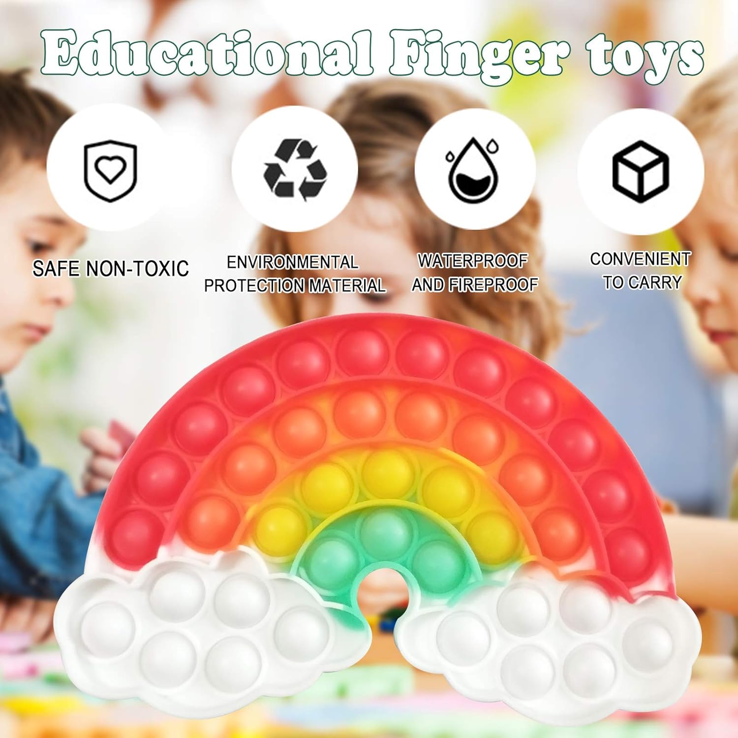 Cykapu Bubble Poppet Fidget Toy, Silicone Rainbow Push Pop Fidget Sensory  Toy