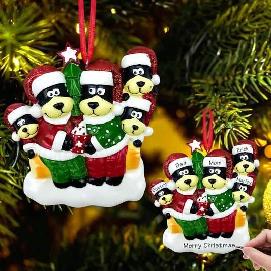 Personalized Christmas Ornaments Family of 5 Ornament, Black Bear Family Ornament 2025 Custom Christmas Tree Customized Name & Year