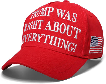 Trump was Right About Everything Hat Trump MAGA Hats Donald Trump 2024 45-47 with USA Flag Baseball Cap