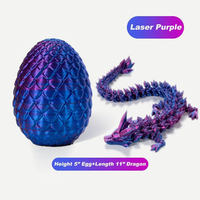 Hatchimals Dragon Egg Toy, Crystal Dragon Fidget Toys - 3D Printed Articulated (Laser Purple, 11“ Long Dragon+5” Tall Egg) - Cykapu