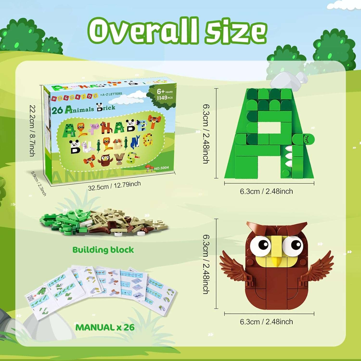 26 Packs Alphabet Party Favors for Kids - 1149PCS Animal Alphabet Lore Building Set - Cykapu
