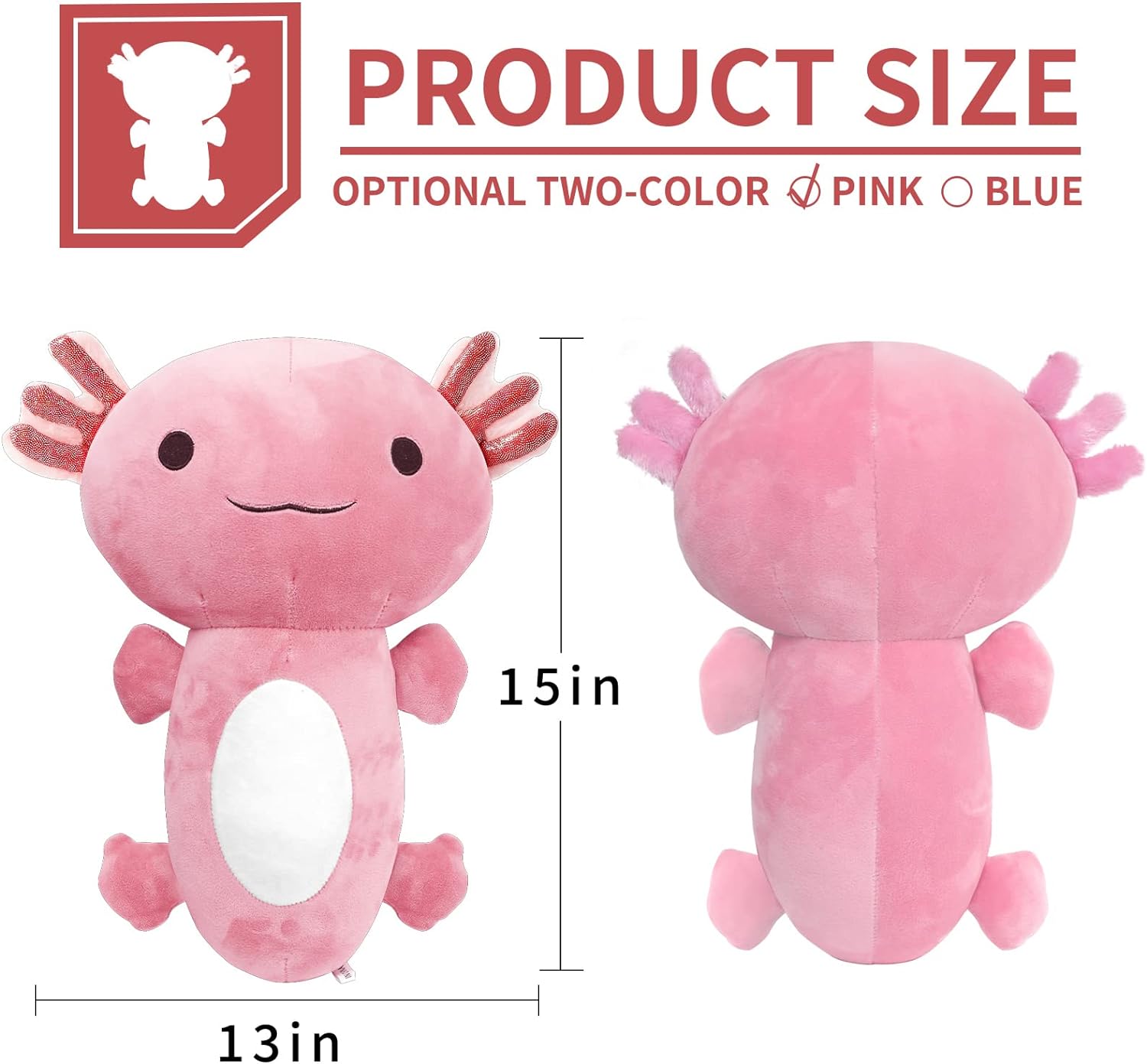 Axolotl Plush Toys 15 Inch Soft Cute Axolotl Stuffed Animal Plushies Pillow Doll