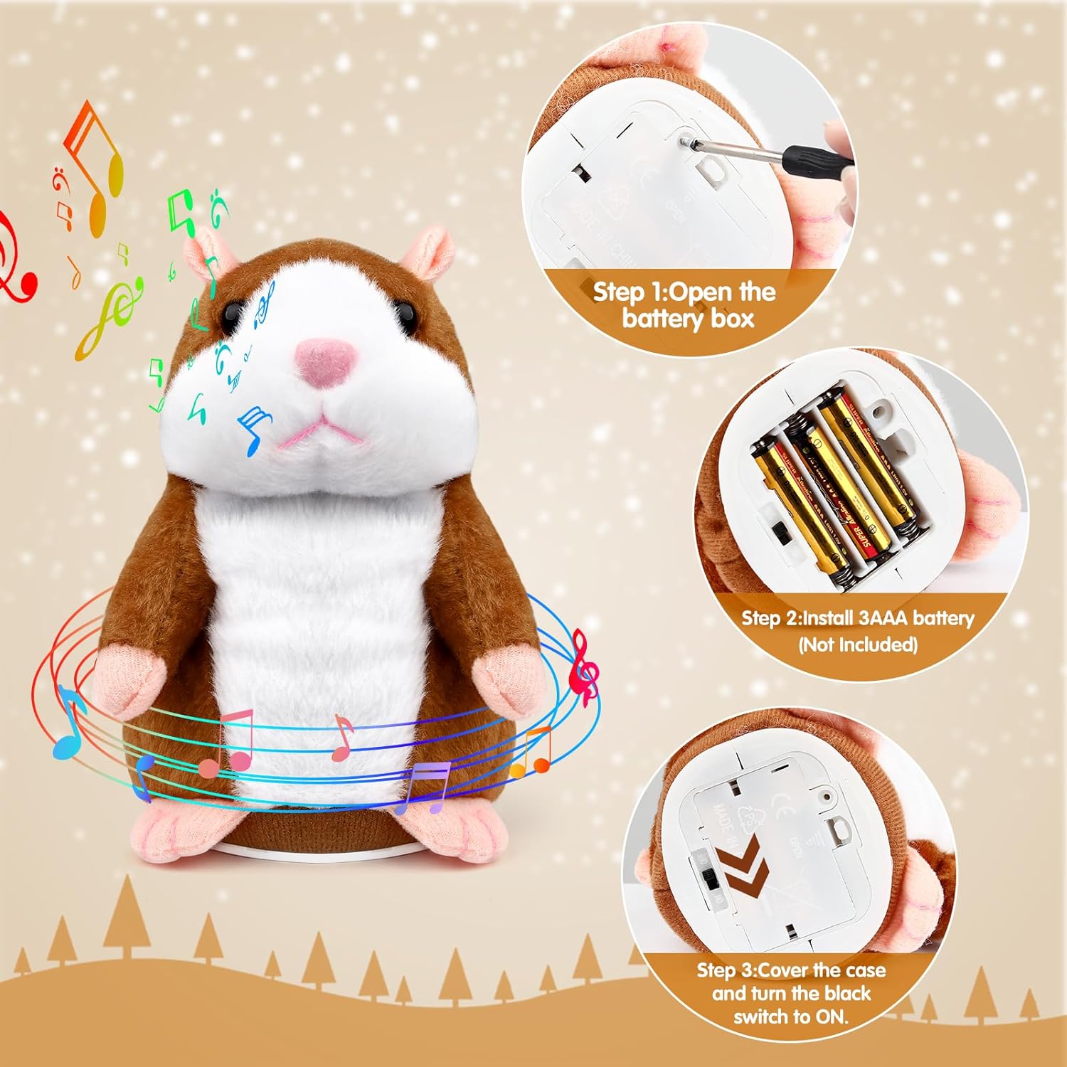 Talking Hamster Toy: Repeats What You Say Electronic Plush Hamster Toy