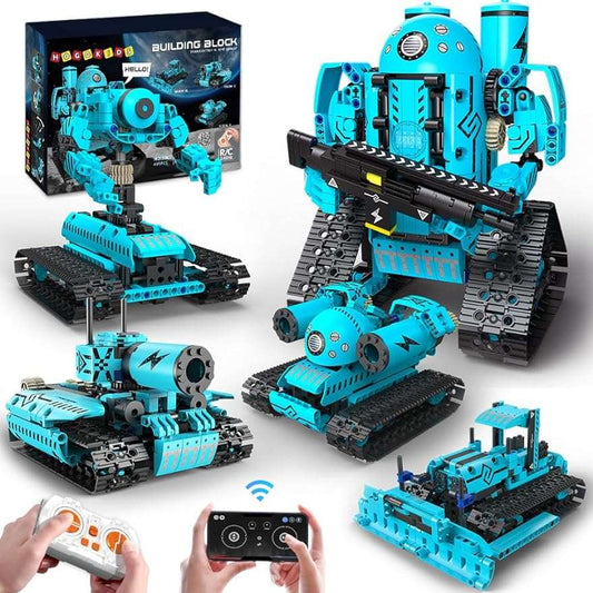 5 in 1 RC Robot Building Set - APP & Remote Control Rechargeable Building Toys (444 PCs) - Cykapu