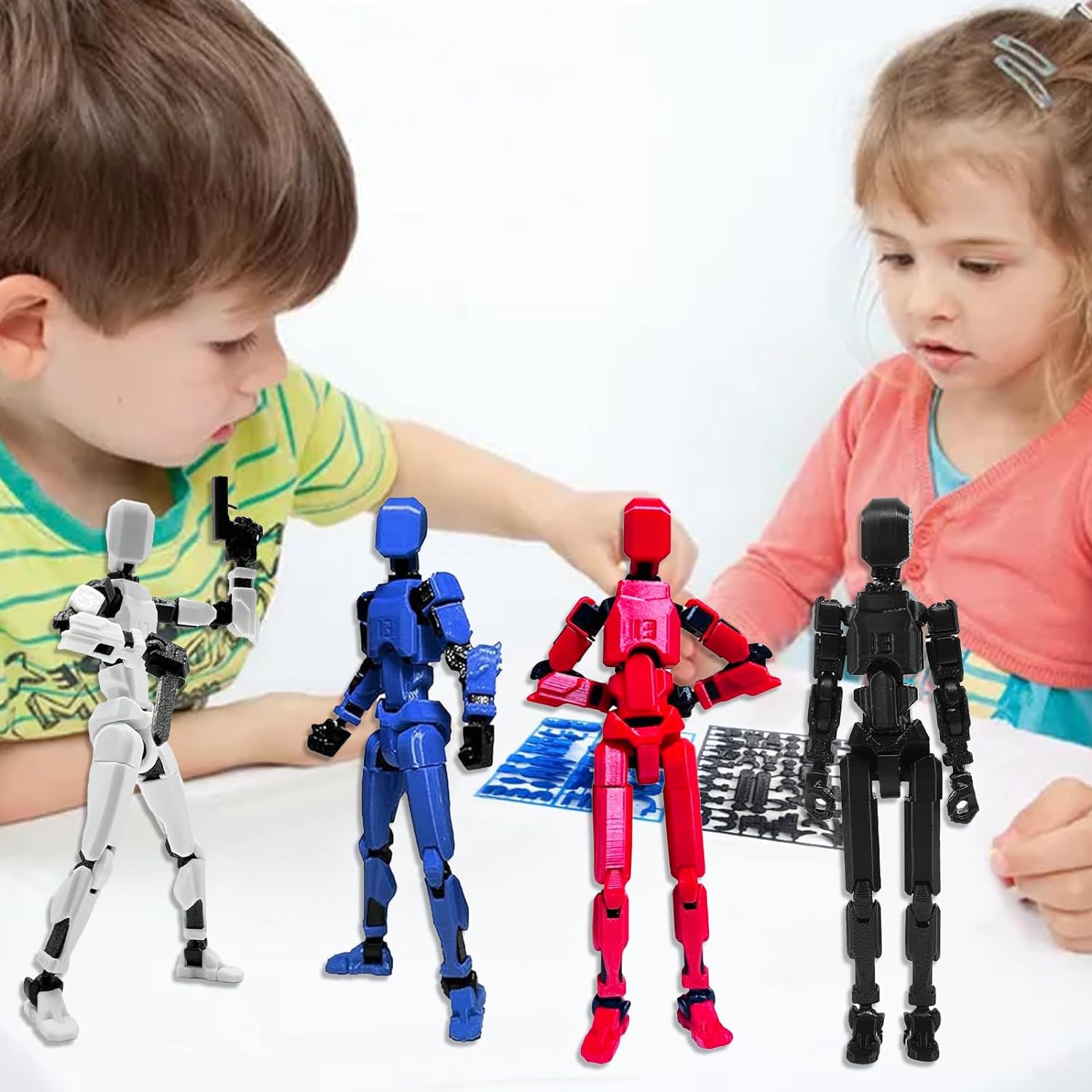 Titan 13 Action Figure, 4PCS Lucky 13 Action Figures, T13 Action Figure 3D Printed Robot Multi-Jointed Movable