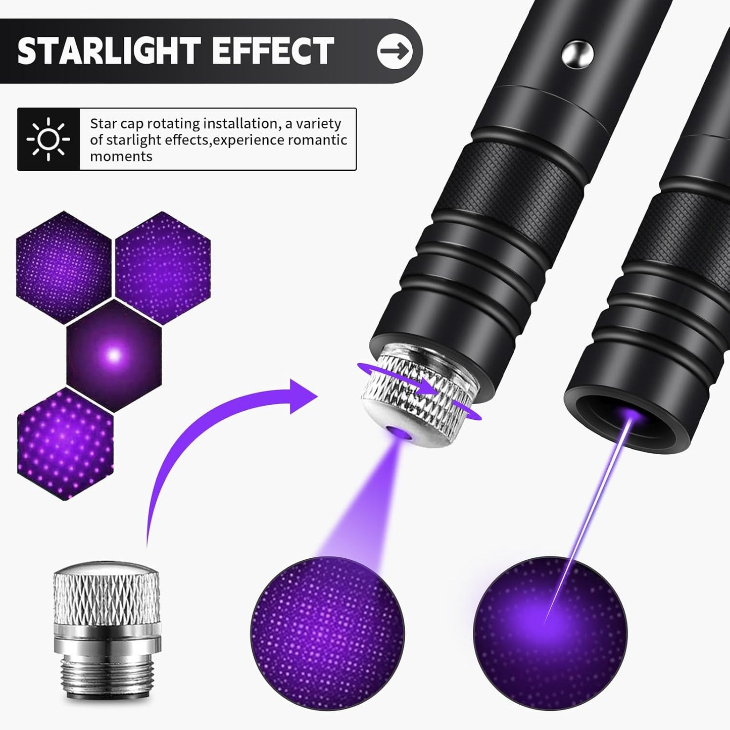 Laser Pointer High Power, Purple Laser Pointer Indicator Light, Long Range Lazer Pointer for Hiking, USB Charge-Purple