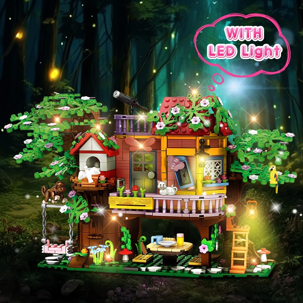 Tree House Building Sets - 840PCS Treehouse Building Blocks Kit for Girls, Friendship Forest House Building Toys - Cykapu