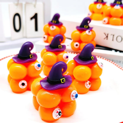 4 Packs Spooky Witch Hat Sticky Halloween Stress Cubes, Halloween Fidget Toys for Stress Relief, Halloween Party Favors Gifts Squishies Halloween Toys for Goodie Bags