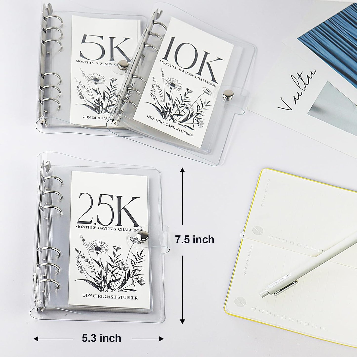 12-Month Money Savings Challenges Book with Envelopes, 3 Pcs Money Saving Binder, Money Binder