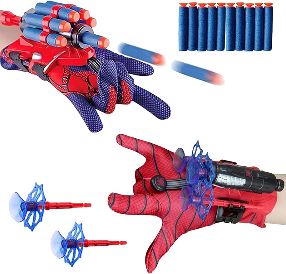 2 Sets Spider Web Shooters for Kids,Spider Hero Cosplay Costume Props Launcher Wrist Toy
