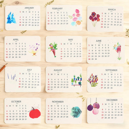 Eco-Friendly Plantable Love Seed Calendar 2026, Plantable Seed Calendar 2026, Month Biodegradable Seed Paper Planner, for Gifting, Gardening Home Decor and Adding Nature(1pcs)