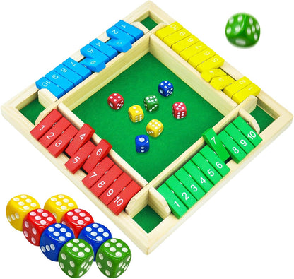 Shut The Box Game, Back to School Supplies, 2-4 Player Family Wooden Board Table Math Games, Board Games, Family Games, 8 Dices Tabletop Toys for School Supplies, Halloween, Christmas, Party favors
