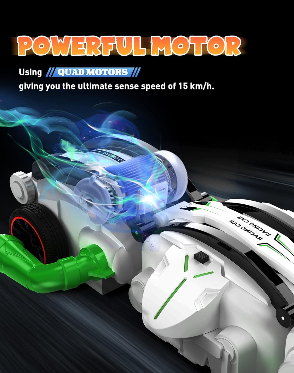 Remote Control Car RC Cars, Upgraded RC Stunt Snake Car, 360° Roll Rotation Car Toys with LED Lights - Cykapu