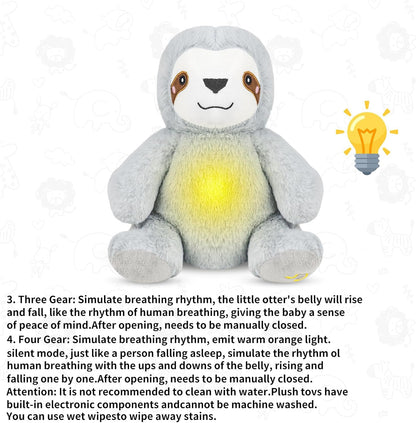Breathing Stuffed Animal, Breathing Sloth, Four Gear Adjustment, Volume Control, Rhythmic Breathing Motion
