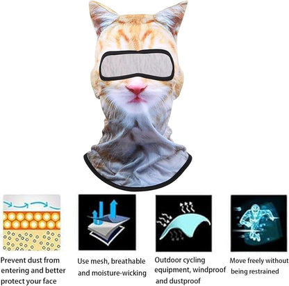 3D Cat Ski Balaclava Sheisty Face Mask, Cat Mask with Ears for Music Festivals, Raves Ski Halloween Party Outdoor Activities Cats Style