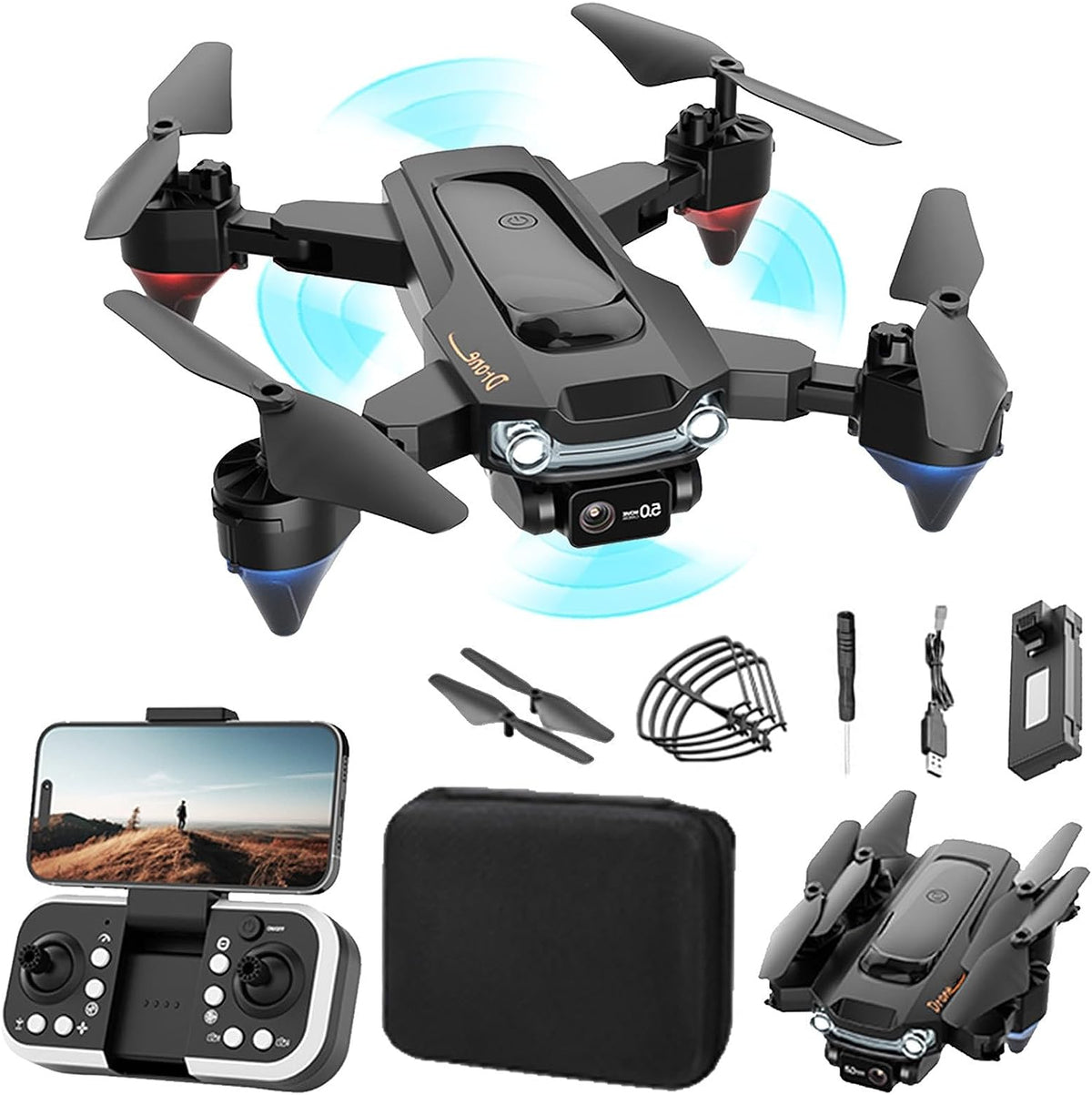 1080P HD FPV Camera Drone - RC Quadcopter With Auto Return, Drone With Dual Remote Control