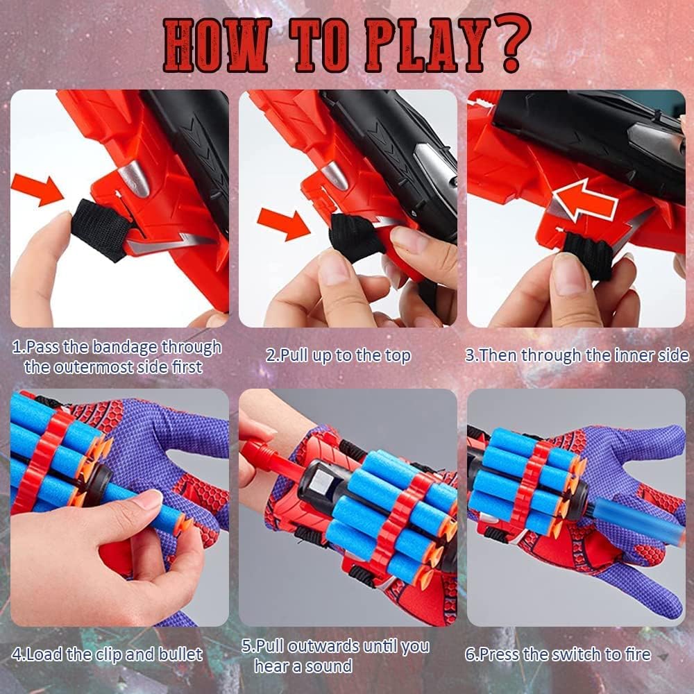 Spider Web Shooter & Wrist Launcher Toy Set,Super Hero Role-Playing Spider Web Shooter Toy