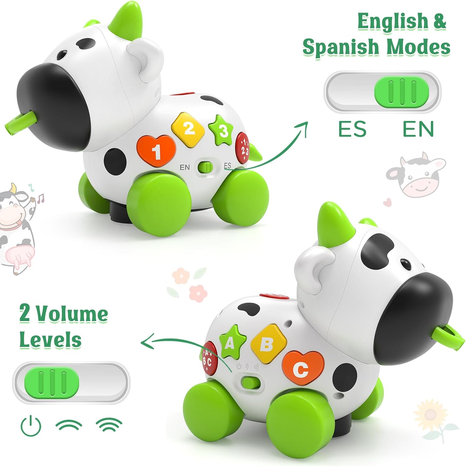 Musical Cow Baby Toys 6-12 Month 1-2 Year Old, Crawling & Walking Infant Development Toy - Cykapu