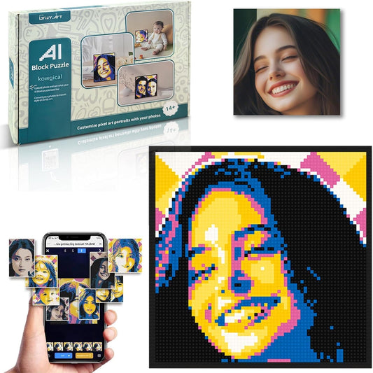 New DIY Puzzle AI Customized Photo Album Personalized Brick Art Kit with Hammer, 4000+ Pixel Block Puzzles