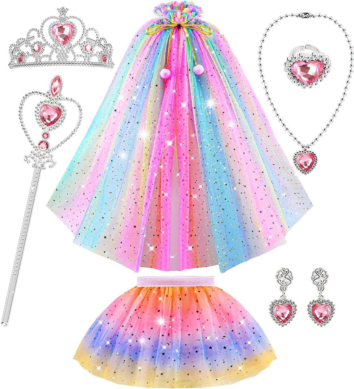 Princess Dresses for Girls 3 - 8 Years,Princess Dress Up Clothes Cape Skirt Toys