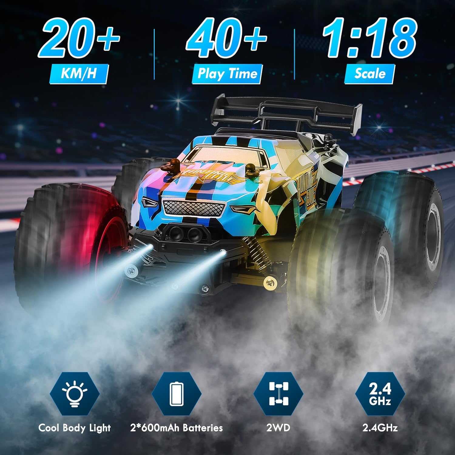 Remote Control Car, Remote Control Truck, 2.4Ghz All Terrain Off-Road Monster Truck, 20 KM/H Rc Cars