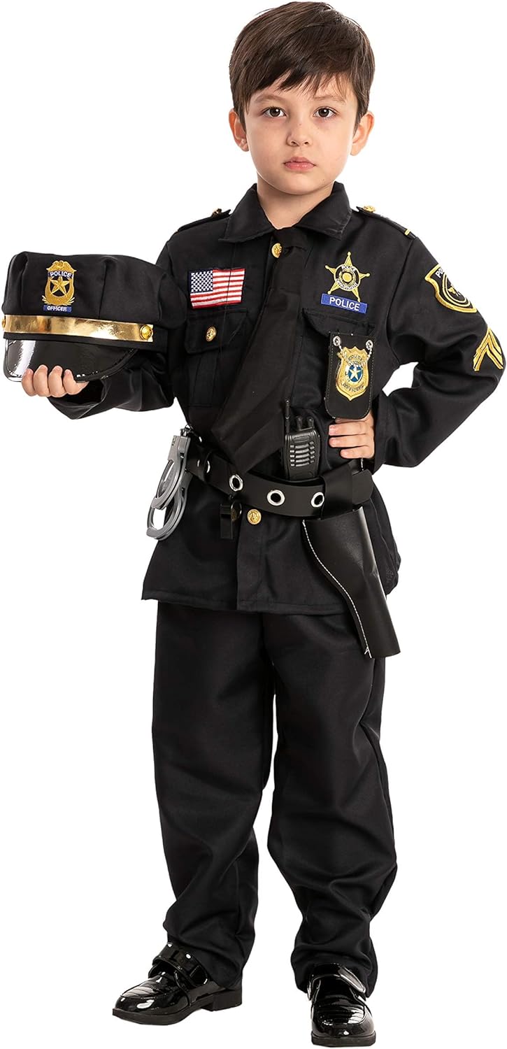 Creations Police Costume for Kids, Cop Costume Outfit Set for Halloween Role-playing, Themed Parties Cykapu