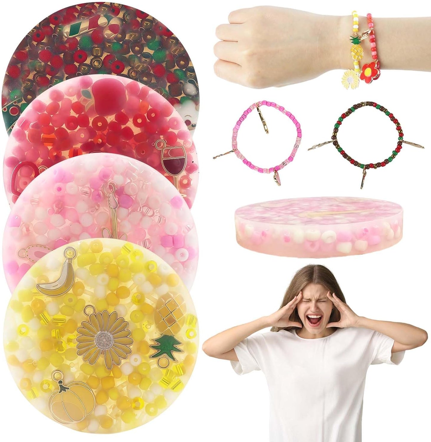 Skin Picking Fidget Toys, Picking Pad, Sensory Toys for Picking Fidget, Reusable Beads, SensoryToy for Children and Adult, Easter Party Favors for Kids(8.5CM/3.35IN)