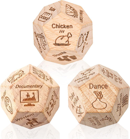 3pc Dice Set for Couples, Food Dice Game Gifts for Her Him, Anniversary Day Food Decision Dice Couple Gifts
