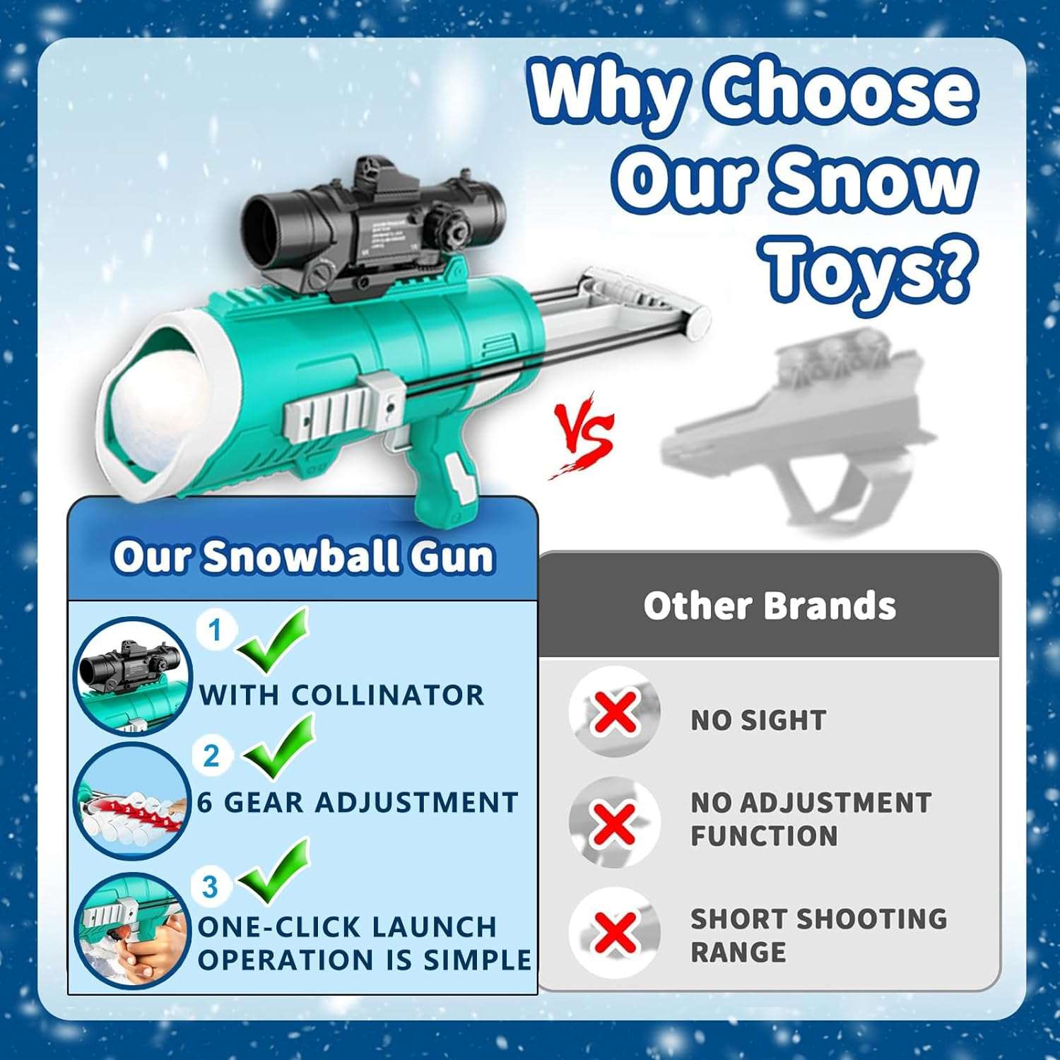 17 PCS Snow Toys for Kids Outdoor,Snowball Maker Kit, Snowball Blaster Gun Launcher - Cykapu