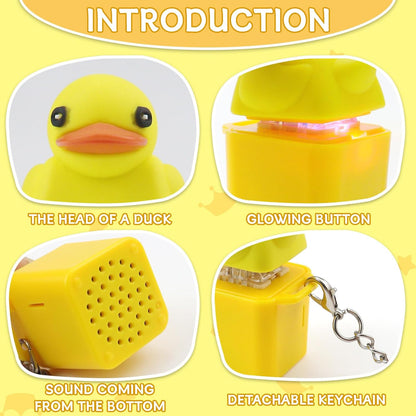 2pc Duck Quacking Fidget Toys Keychain, Ducky Caps Keychains Squeaky, Clicker Sensory Keychains